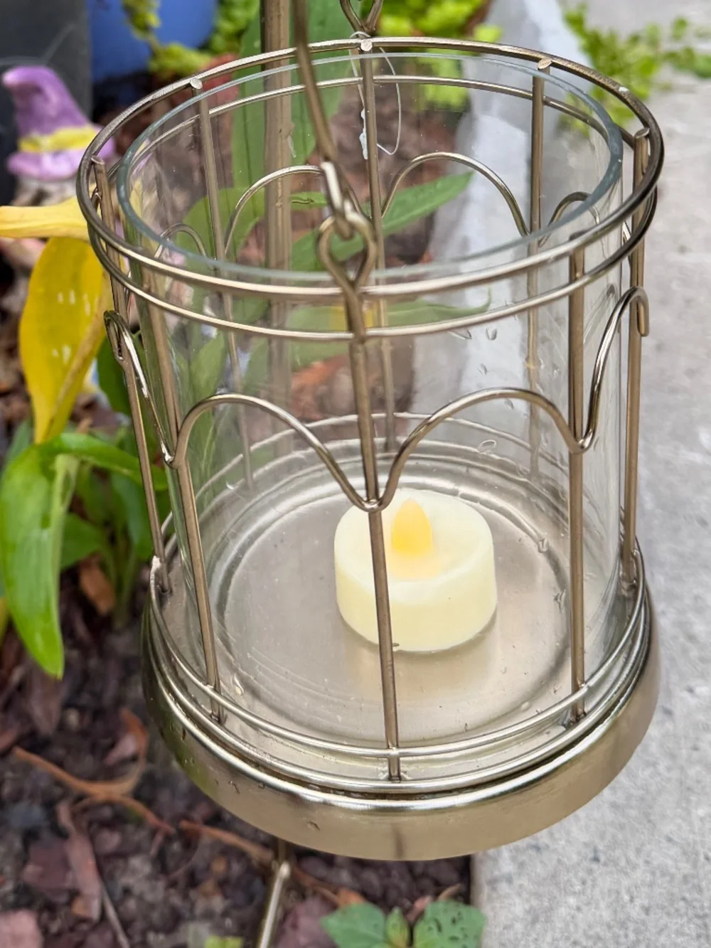 NIB Hearth & Hand Magnolia 2ct Outdoor Stake Candle Lanterns Brass